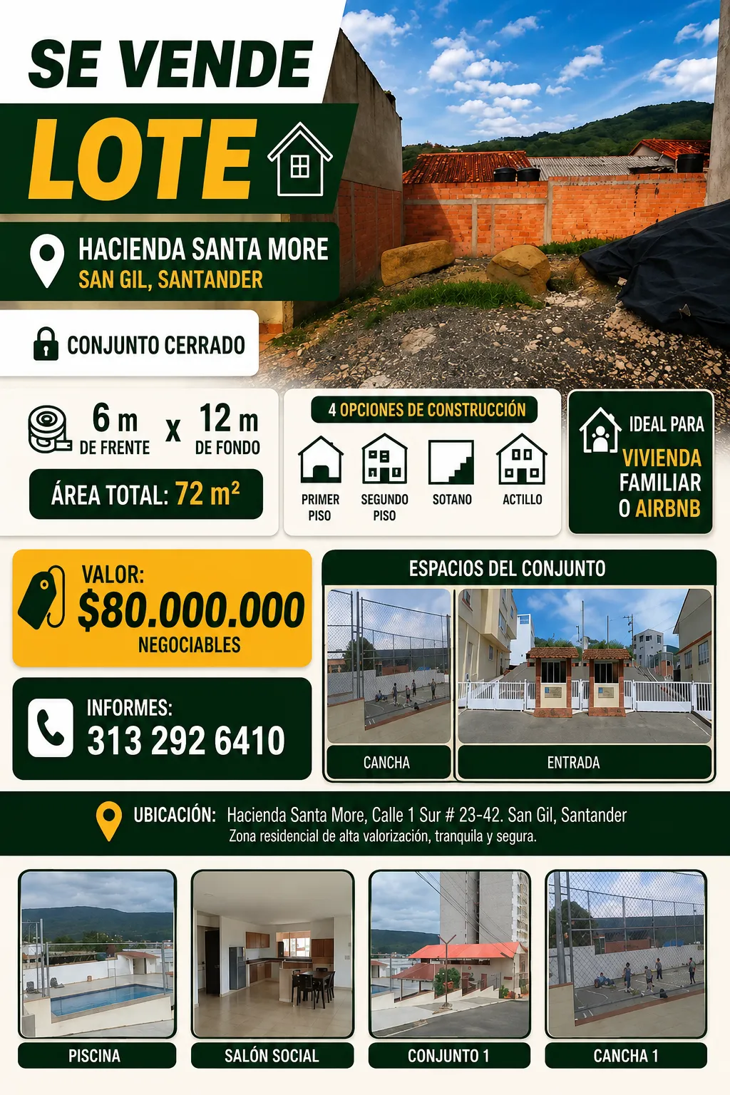 Lote en Venta en Hacienda Santa More, San Gil - 2