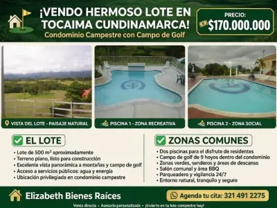 VENDO HERMOSO LOTE EN TOCAIMA - CUNDINAMARCA CONDOMINIO CAMPESTRE