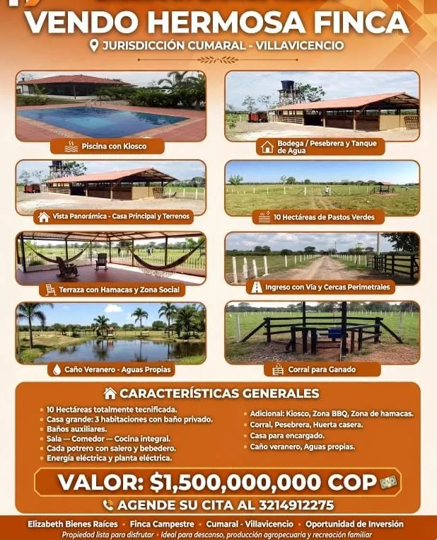VENDO HERMOSA FINCA EN CUMARAL - 1
