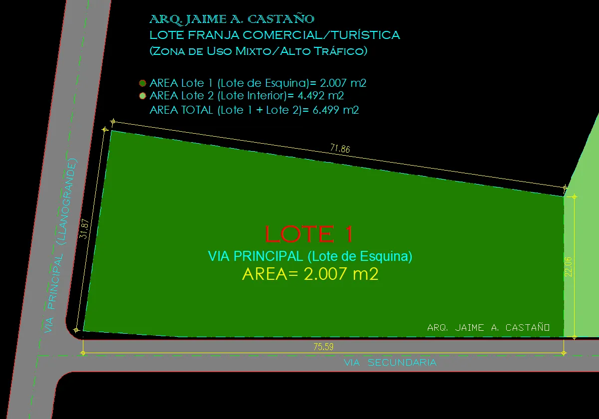 ARRIENDO Lote COMERCIAL en Llanogrande. LOTE INDEPENDIENTE FRENTE A VÍA PRINCIPAL para RESTAURANTE (Franja Comercial/Turística) *OPORTUNIDAD* - 2